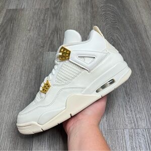 Air Jordan 4 Retro Metallic Gold White Shoes AQ9129-170 Womens Size 10 / B Grade